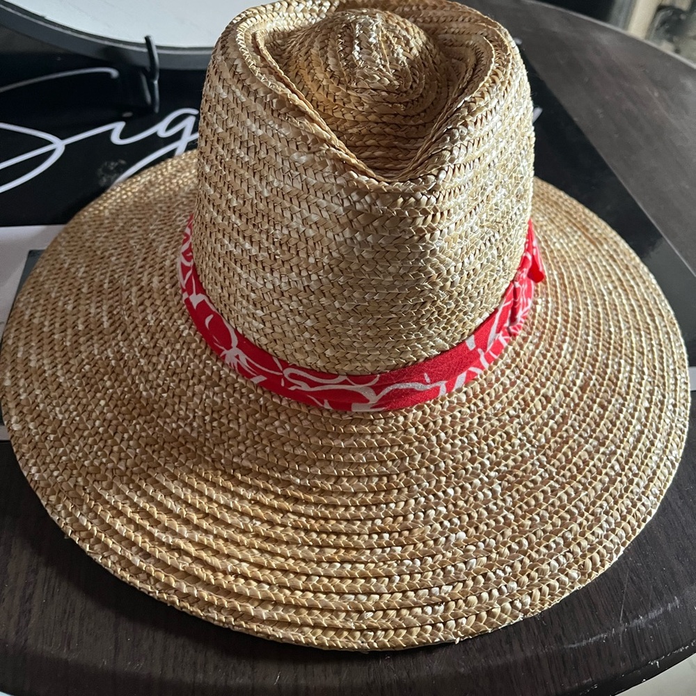Brixton Joanna Wheat Straw Fedora Size XS Honey/Aloha Red NEW